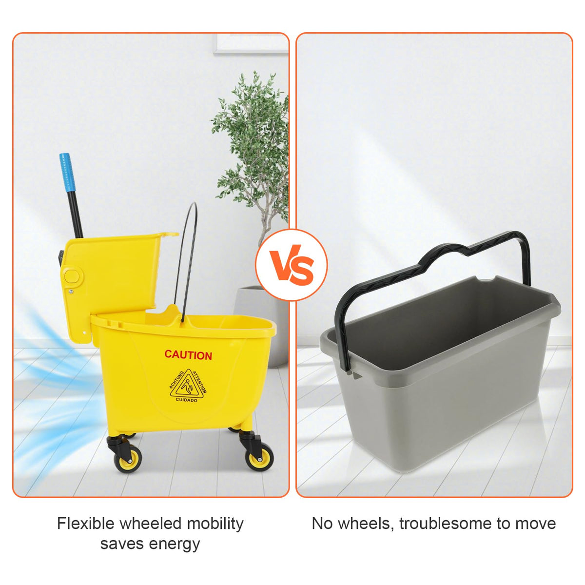 35 Qt Yellow Mop Bucket with Wringer on Wheels H265856
