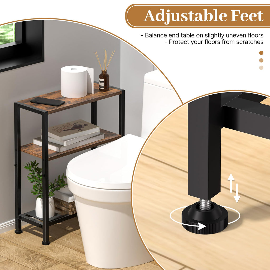 Narrow 2-Tier Side Table with Shelf W818