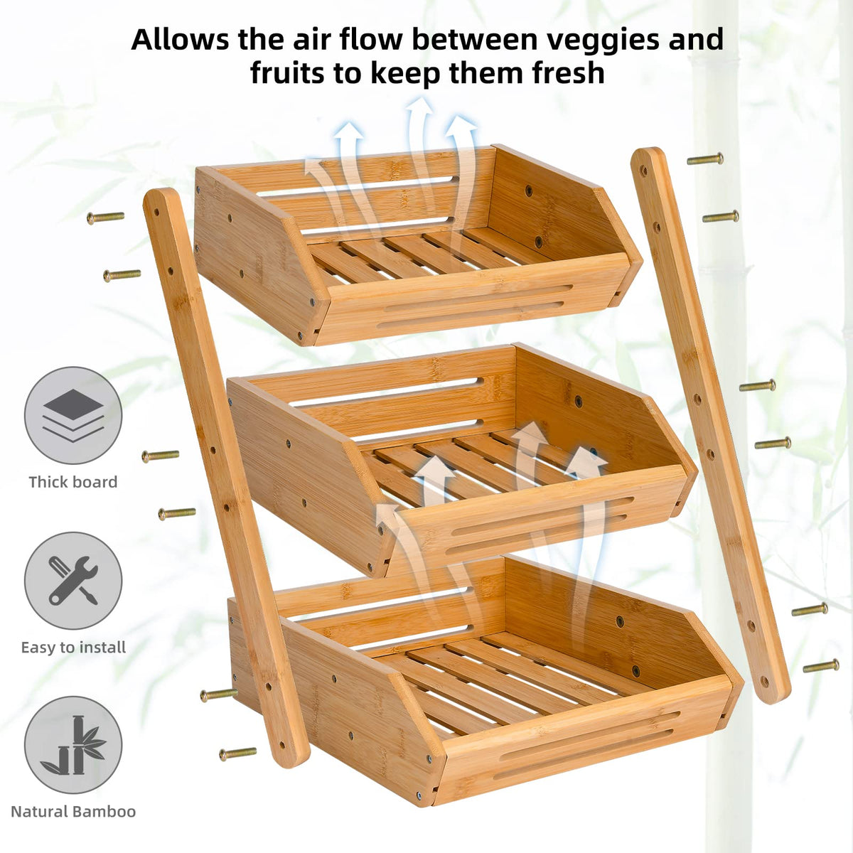 3-Tier Bamboo Fruit Basket P1107