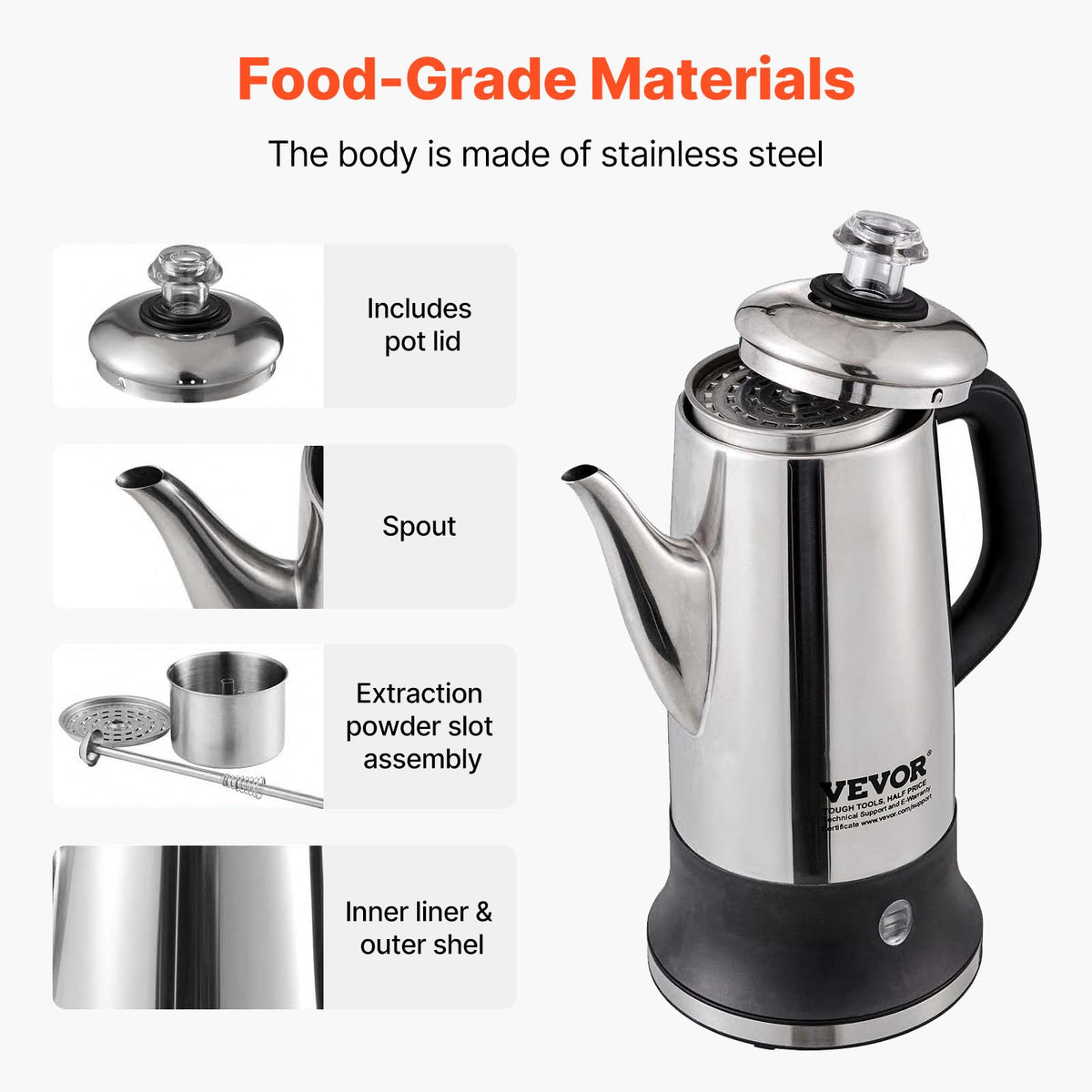 12-Cup Stainless Steel Electric Percolator Coffee Pot W9681