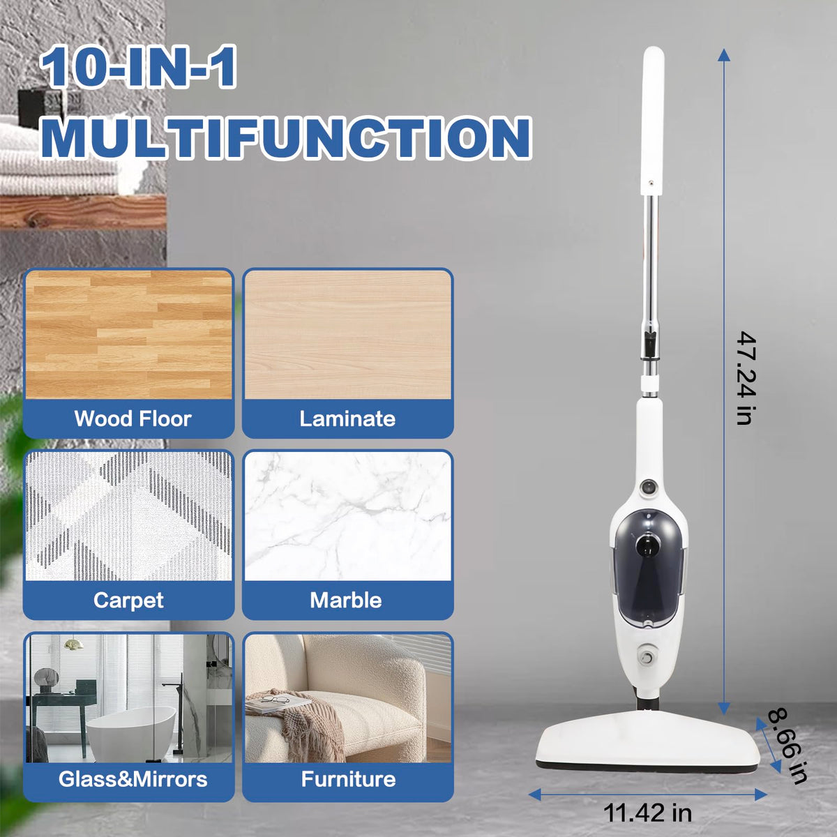 10-in-1 Detachable Handheld Steam Mop Cleaner Y939