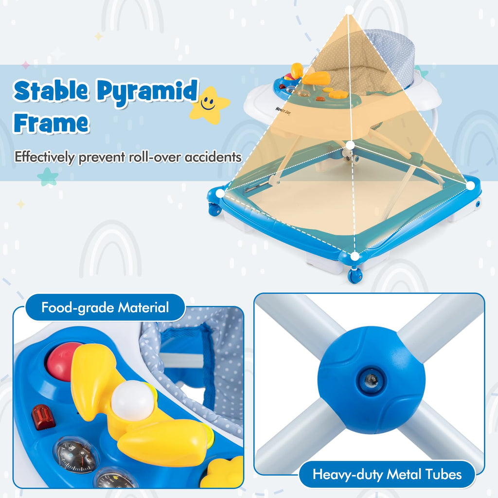 Blue 5 in 1 Foldable Baby Walker with Wheels D5639