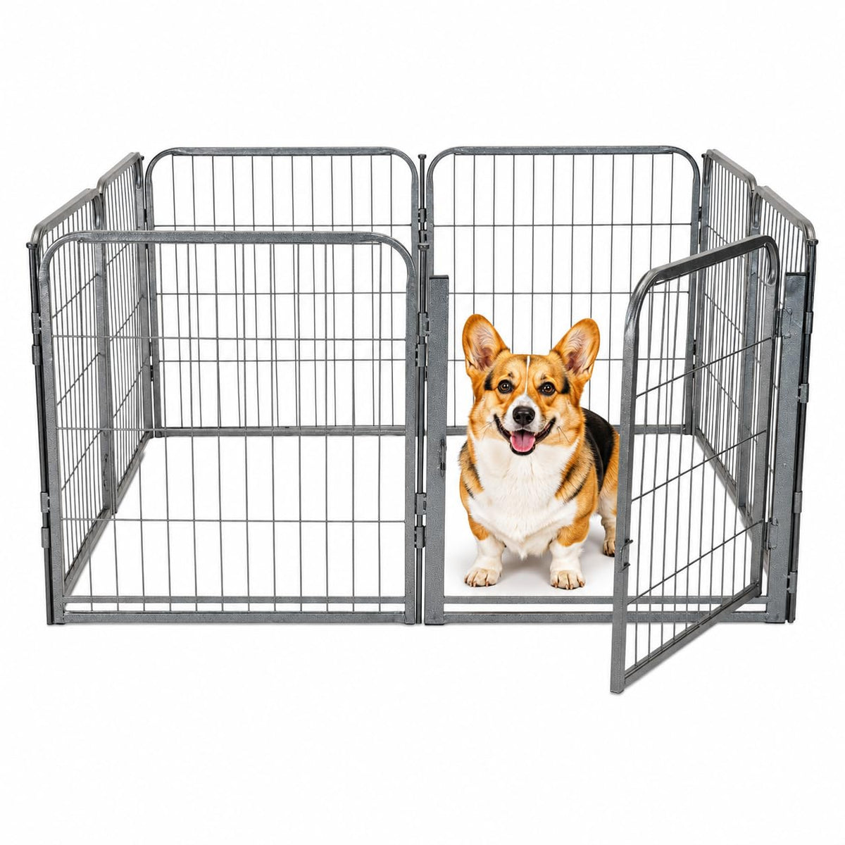 24 inch 8 Panel Portable Grey Metal Pet Playpen D541