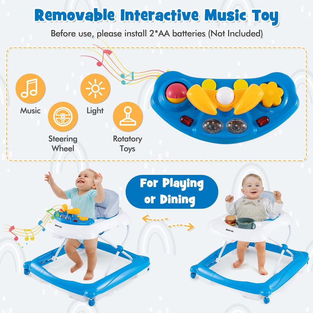 Blue 5 in 1 Foldable Baby Walker with Wheels D5639