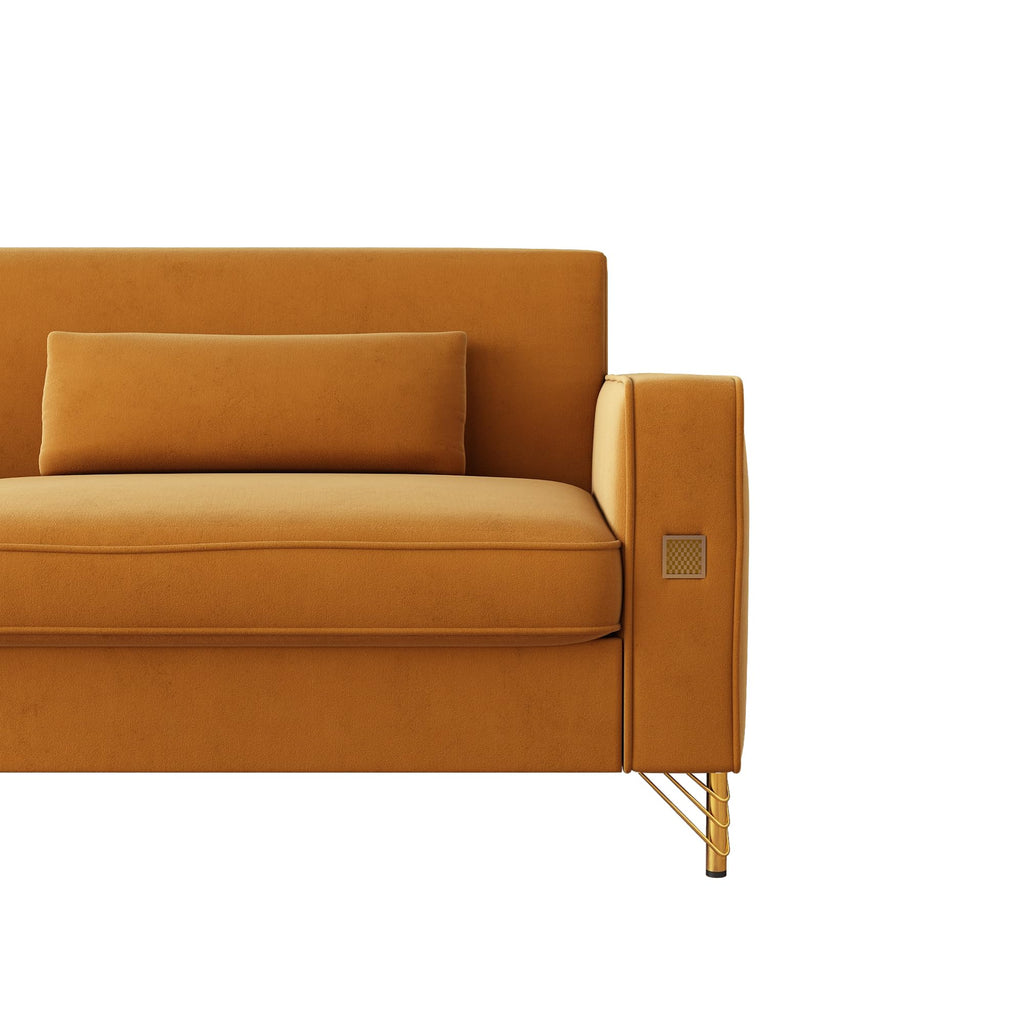 Oversized Velvet Sofa with Armrest and Removable Cushions Y38030