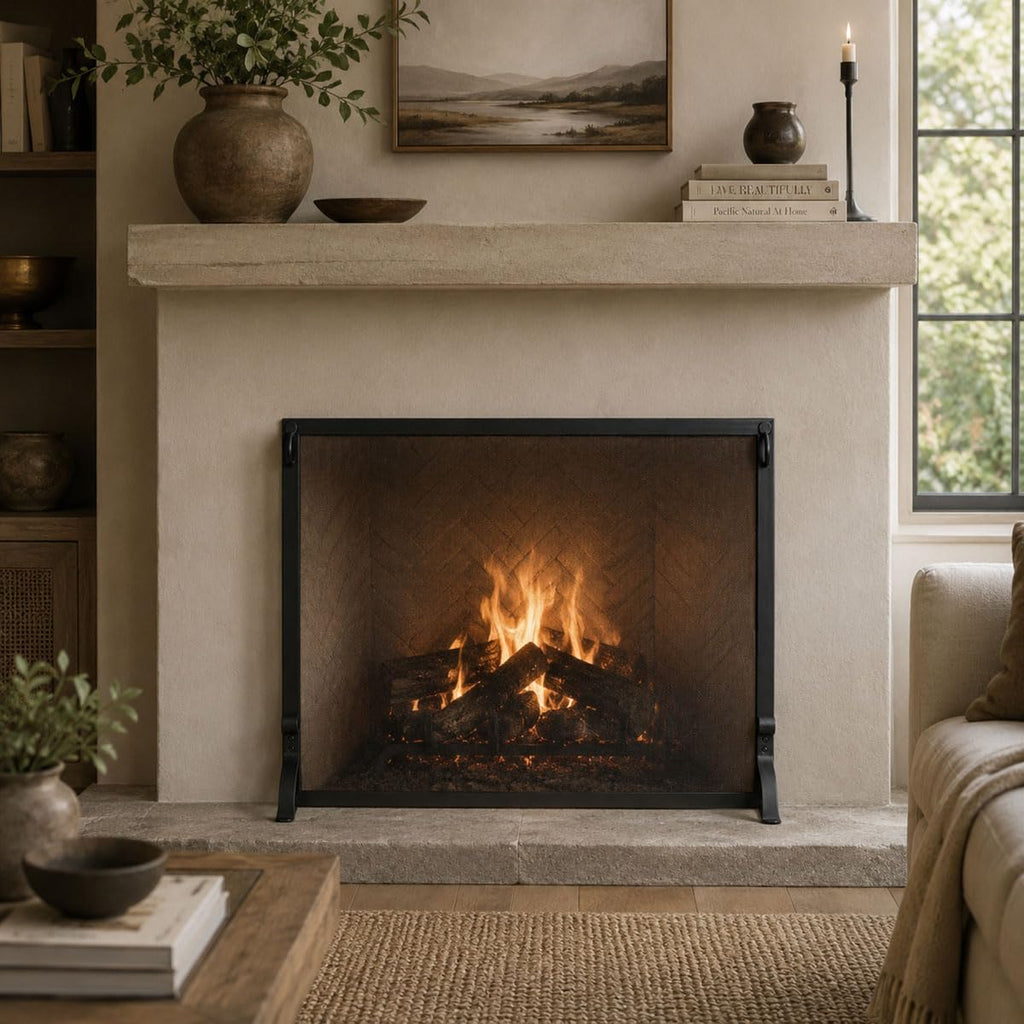 Forged Iron Single Panel Fireplace Screen 44″W x 33″H Q7755