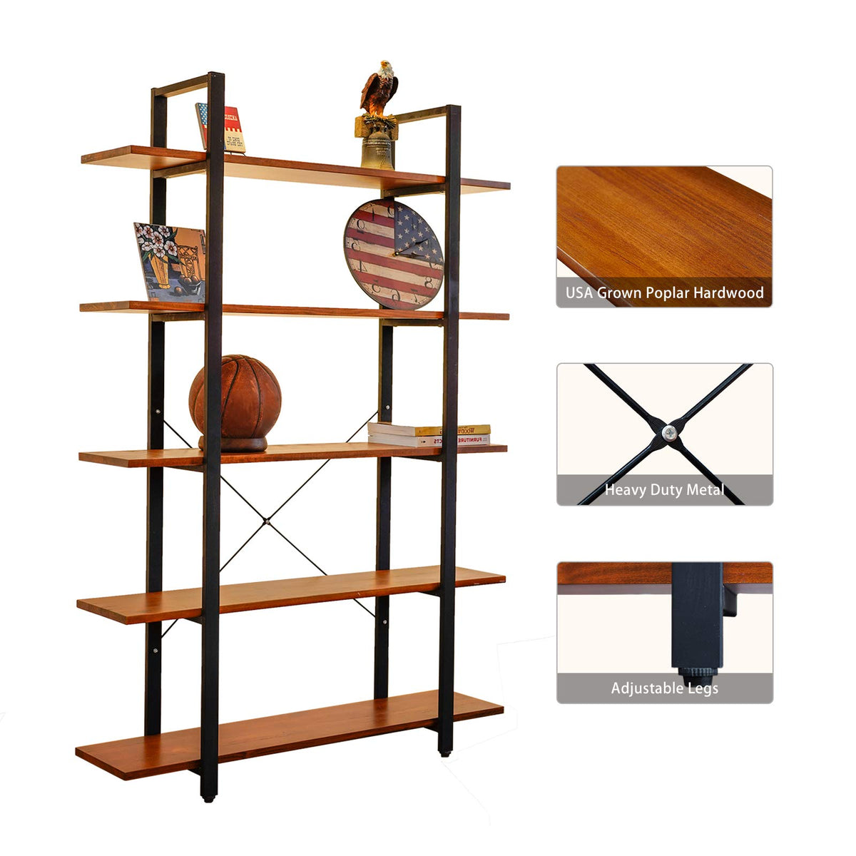 Solid Wood 5 Tier Bookshelf F4025
