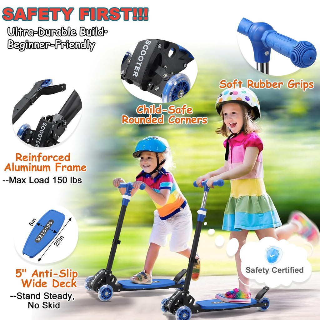 Kids 2-7 Age Light up 3 Wheels Folding Kick Scooter T61534