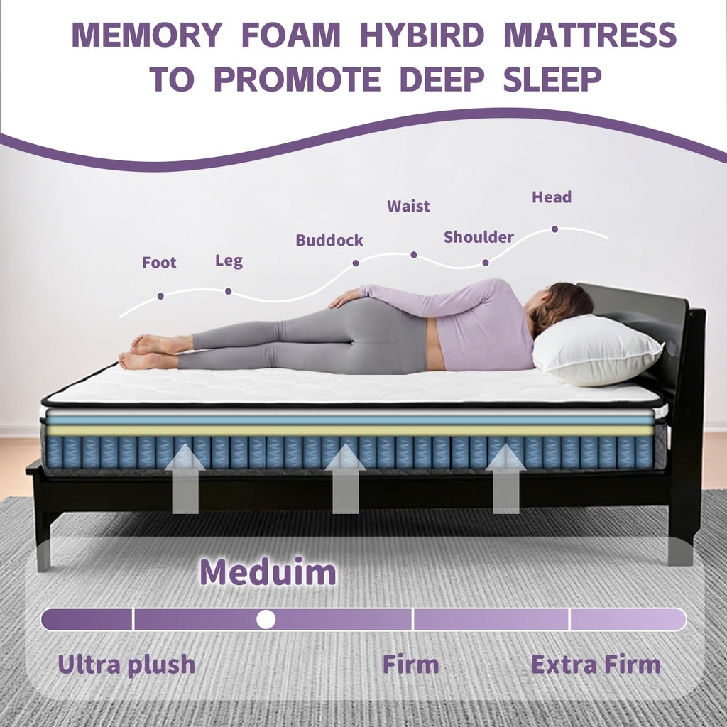 Full Size 12 inch Cooling Hybrid Mattress J573361