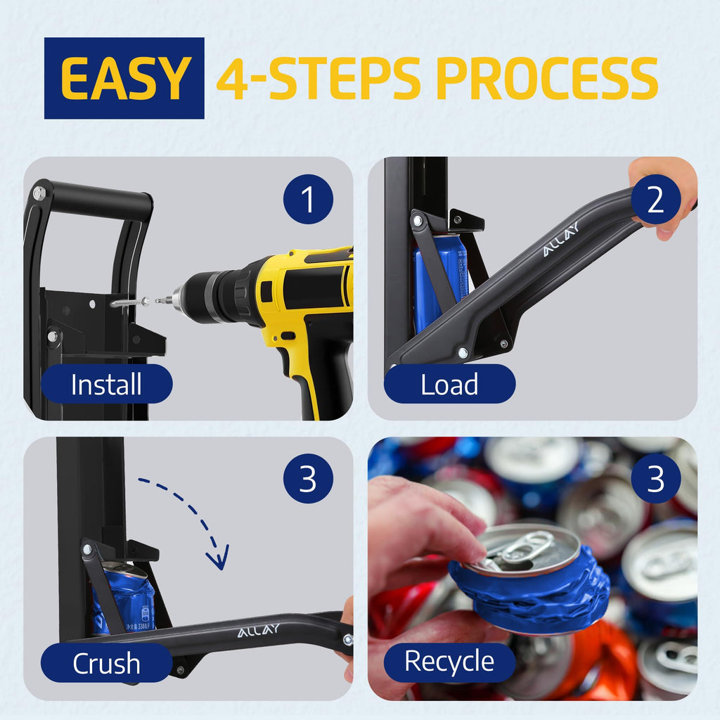 16oz Wall Mounted Can Crusher with Built-In Bottle Opener Y42858
