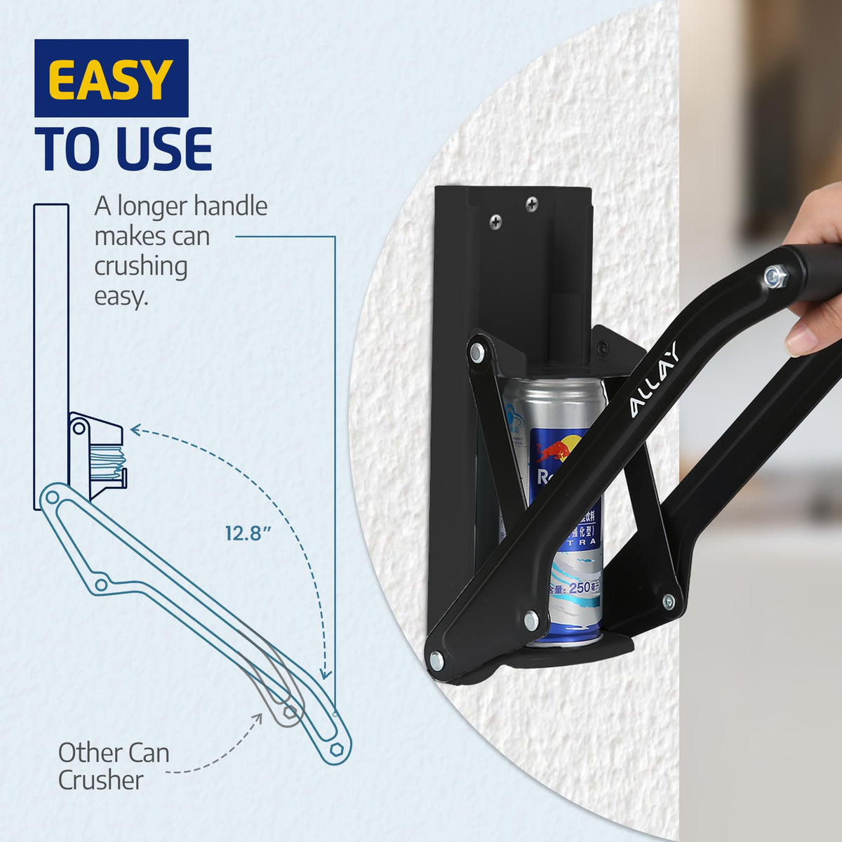 16oz Wall Mounted Can Crusher with Built-In Bottle Opener Y42858