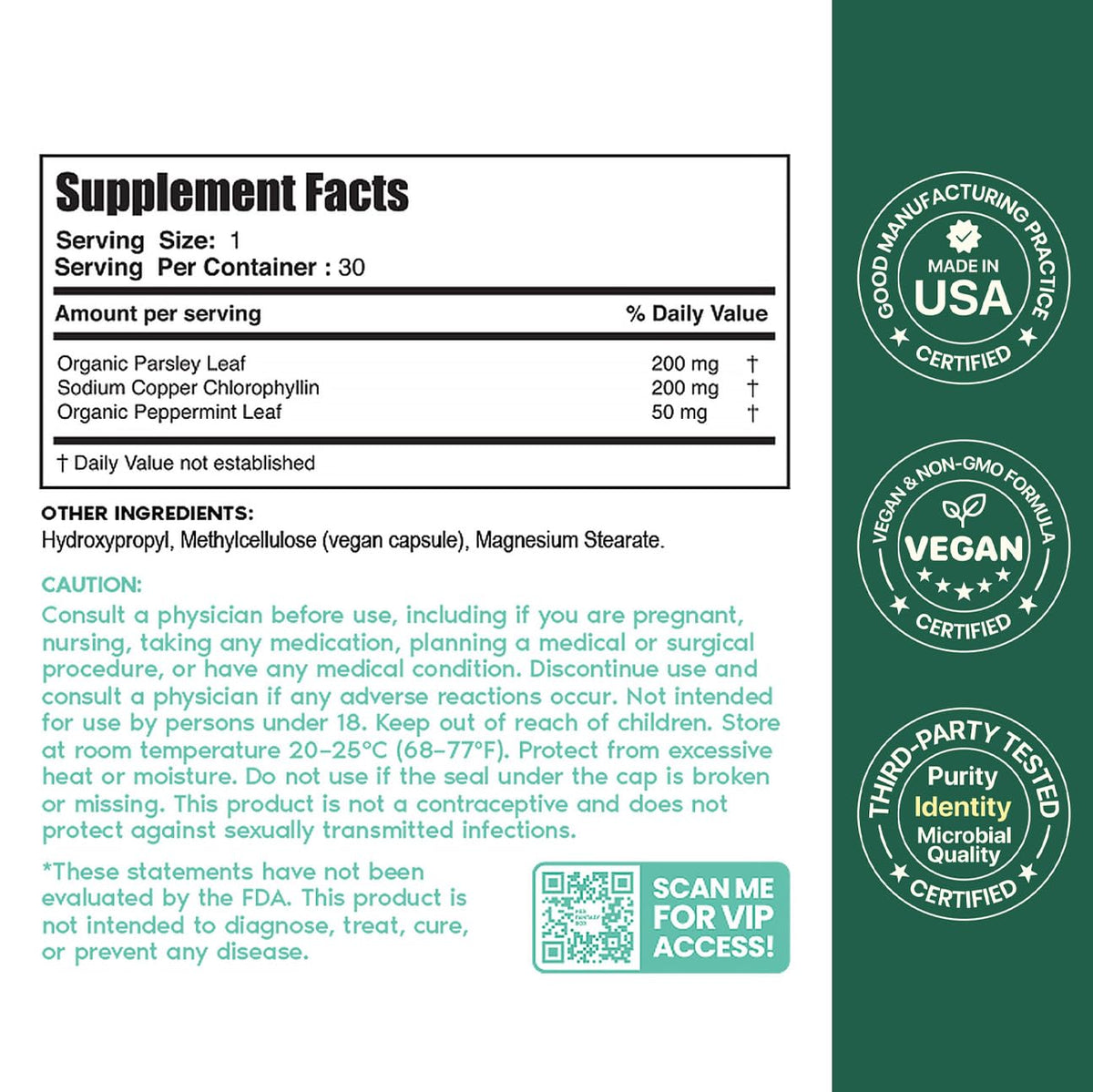 Chlorophyll Capsules 30 Capsules 200 mg R81000