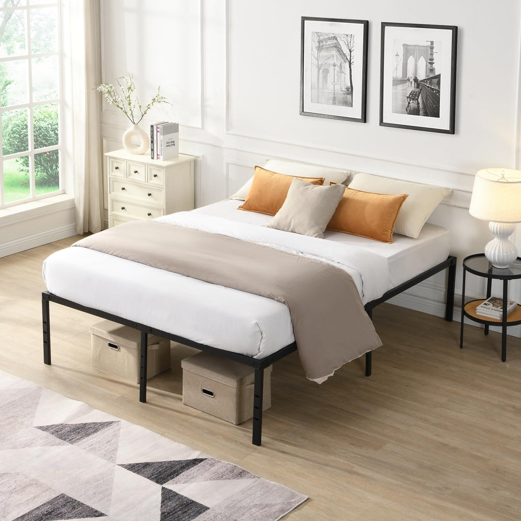 Black Queen Metal Platform Bed Frame O49744