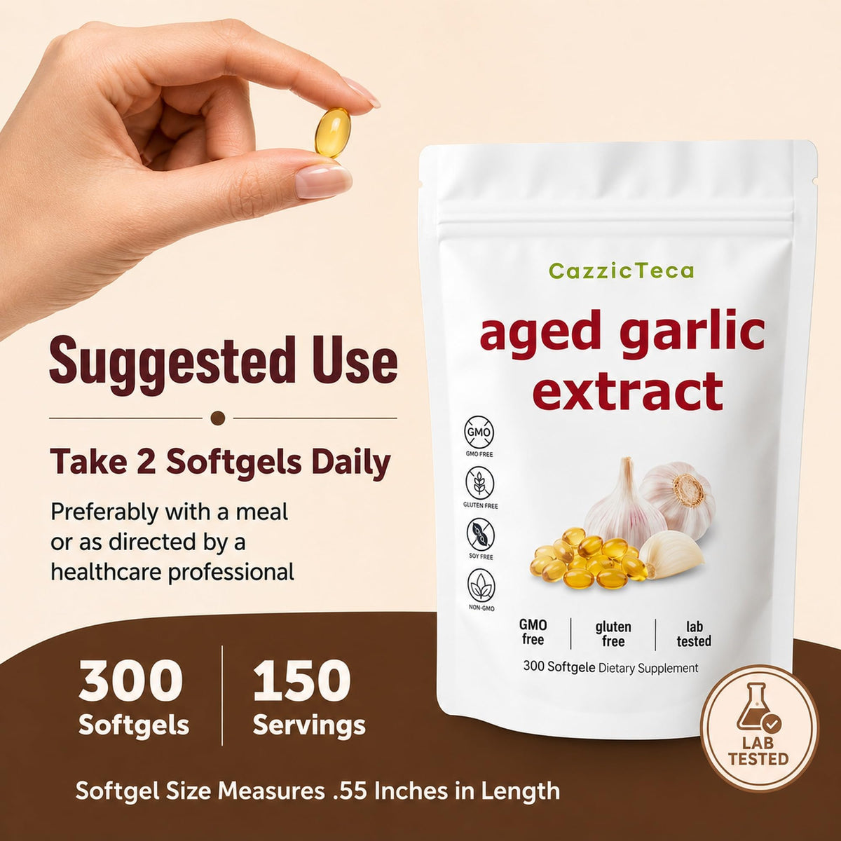 Odorless Organic Garlic Extract 7500mg 300 Softgels G3511