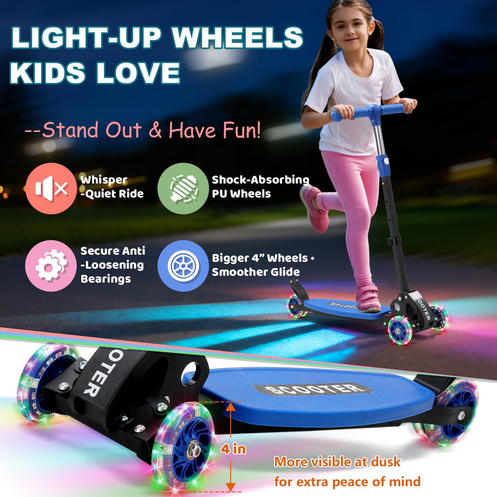 Kids 2-7 Age Light up 3 Wheels Folding Kick Scooter T61534