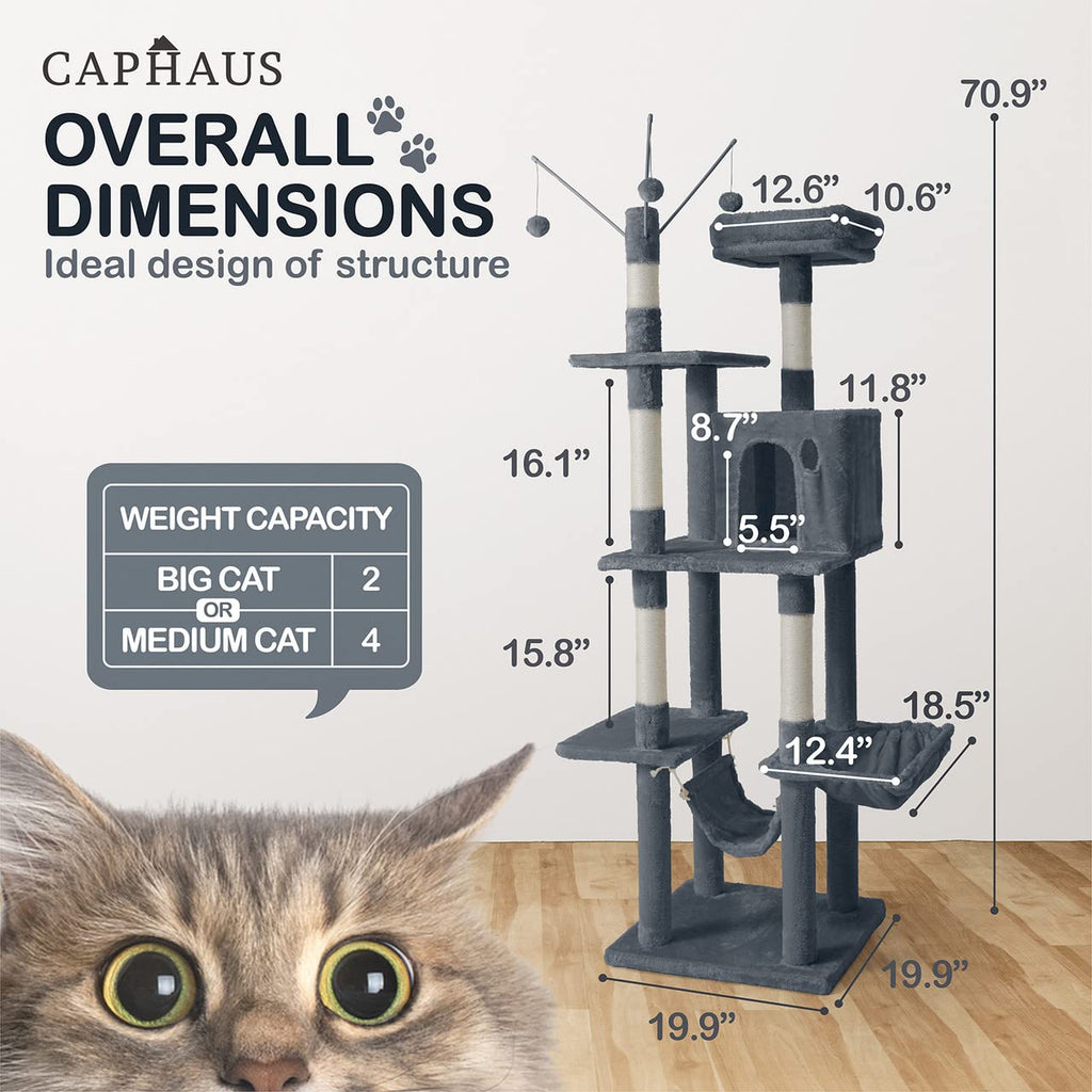 70-Inch Multi-Level Cat Tree with Scratching Posts W178