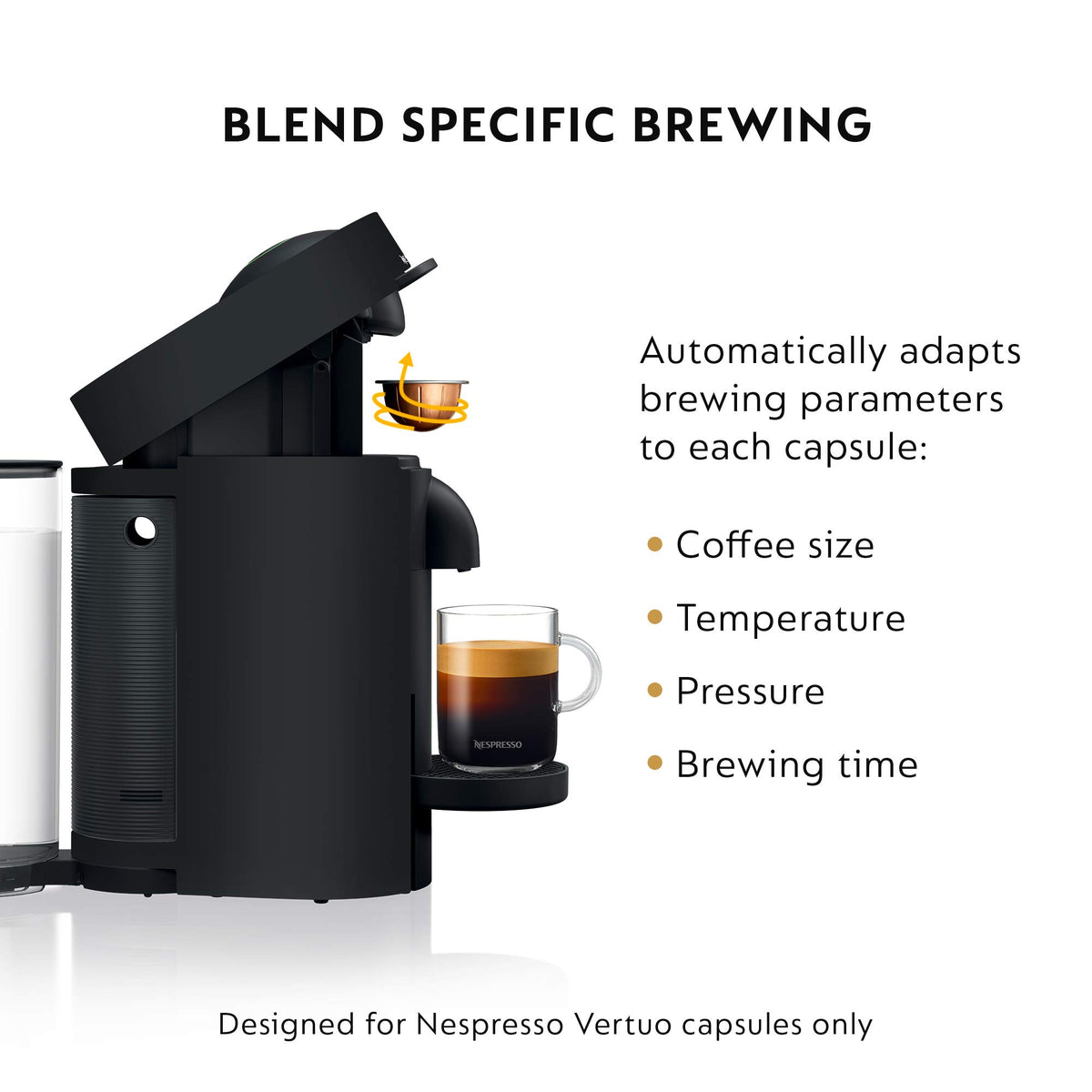 Matte Black Coffee Machine with Milk Frother B577