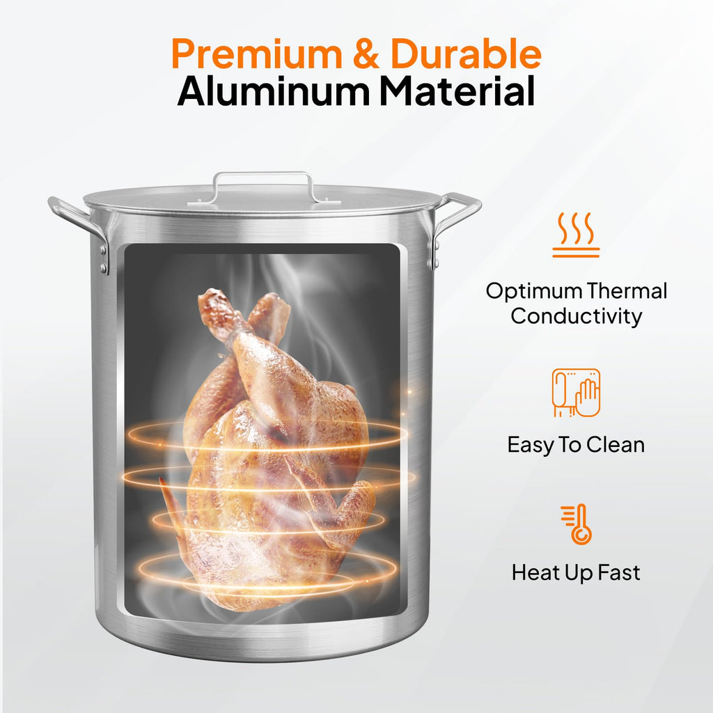 30QT Aluminum Turkey Fryer Pot & Seafood Boil Pot with Strainer Basket H594831