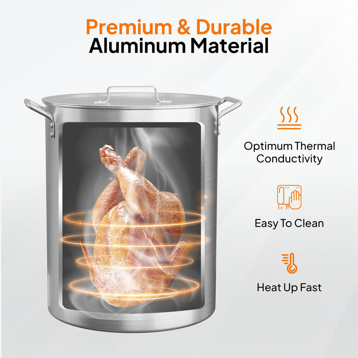 30QT Aluminum Turkey Fryer Pot & Seafood Boil Pot with Strainer Basket H594831