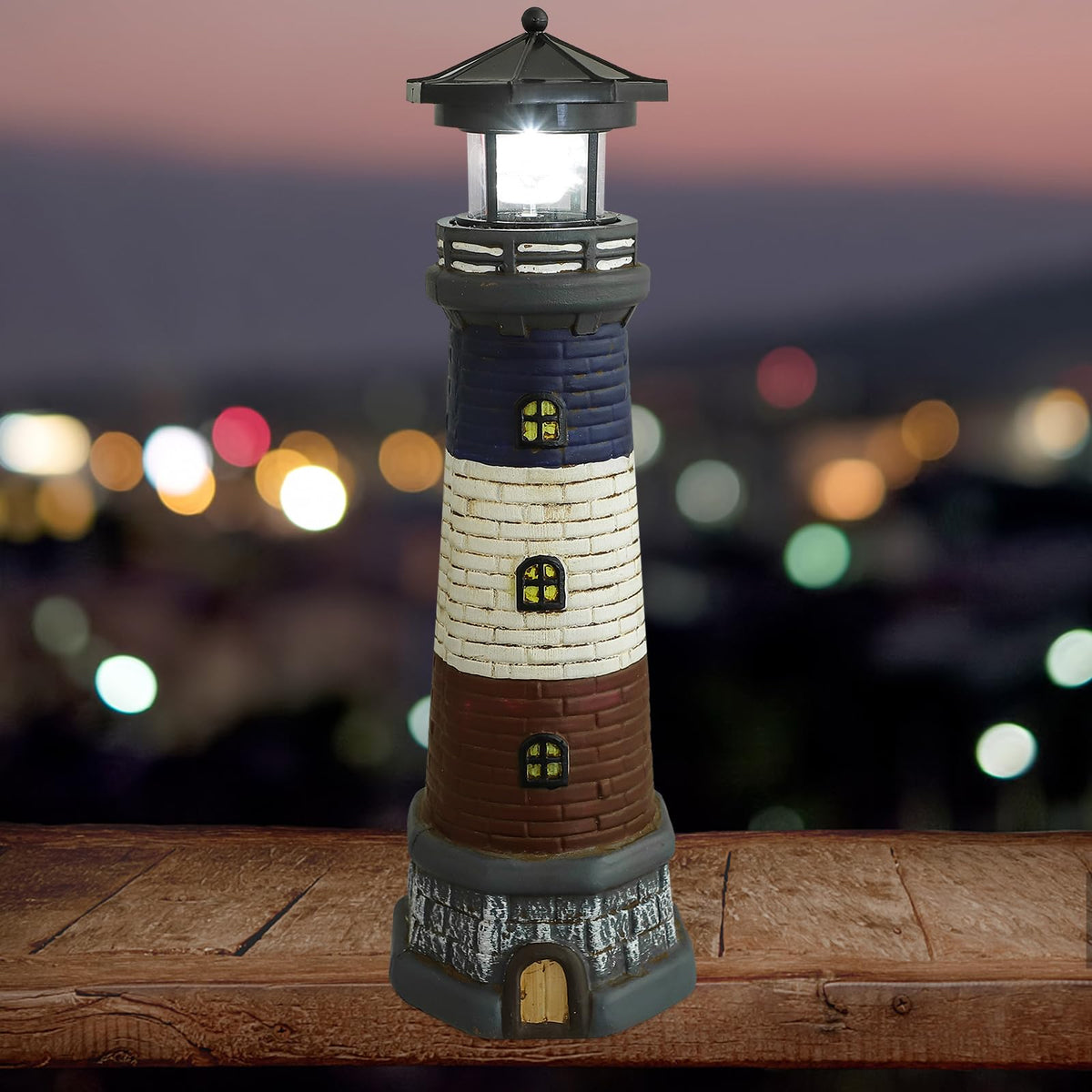 Solar Garden Lighthouse Statue 14.76In Waterproof P6012