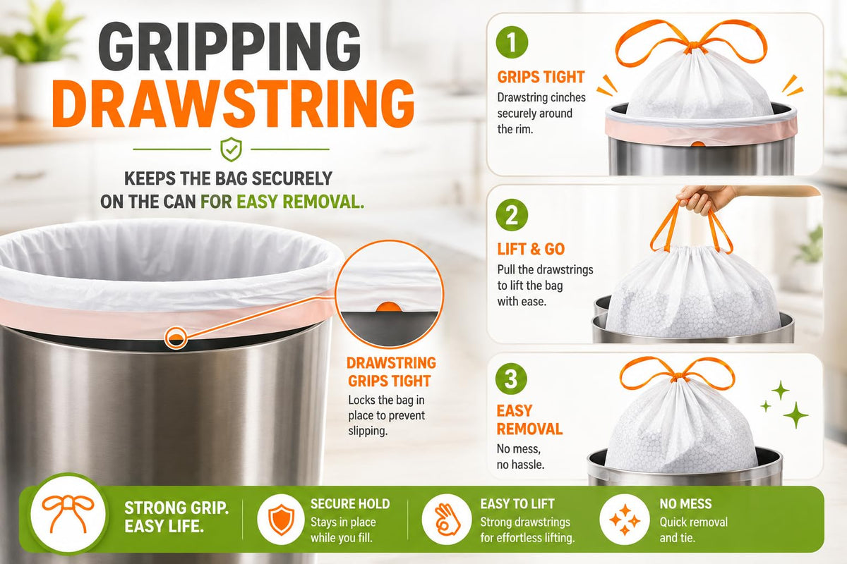 13 Gallon Fresh Scent Drawstring Trash Bags O830