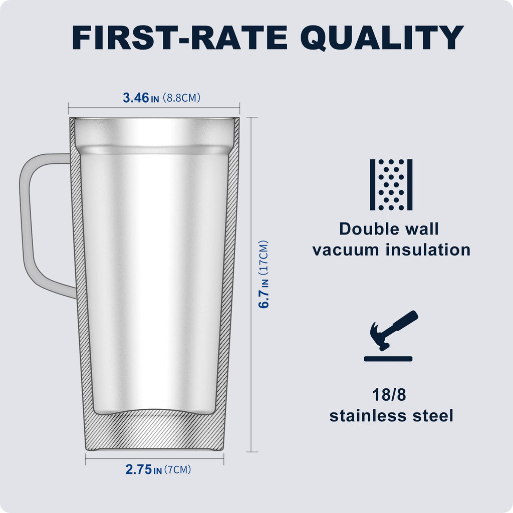 20 oz Insulated Stainless Steel Coffee Mug with Lid and Handle G817785