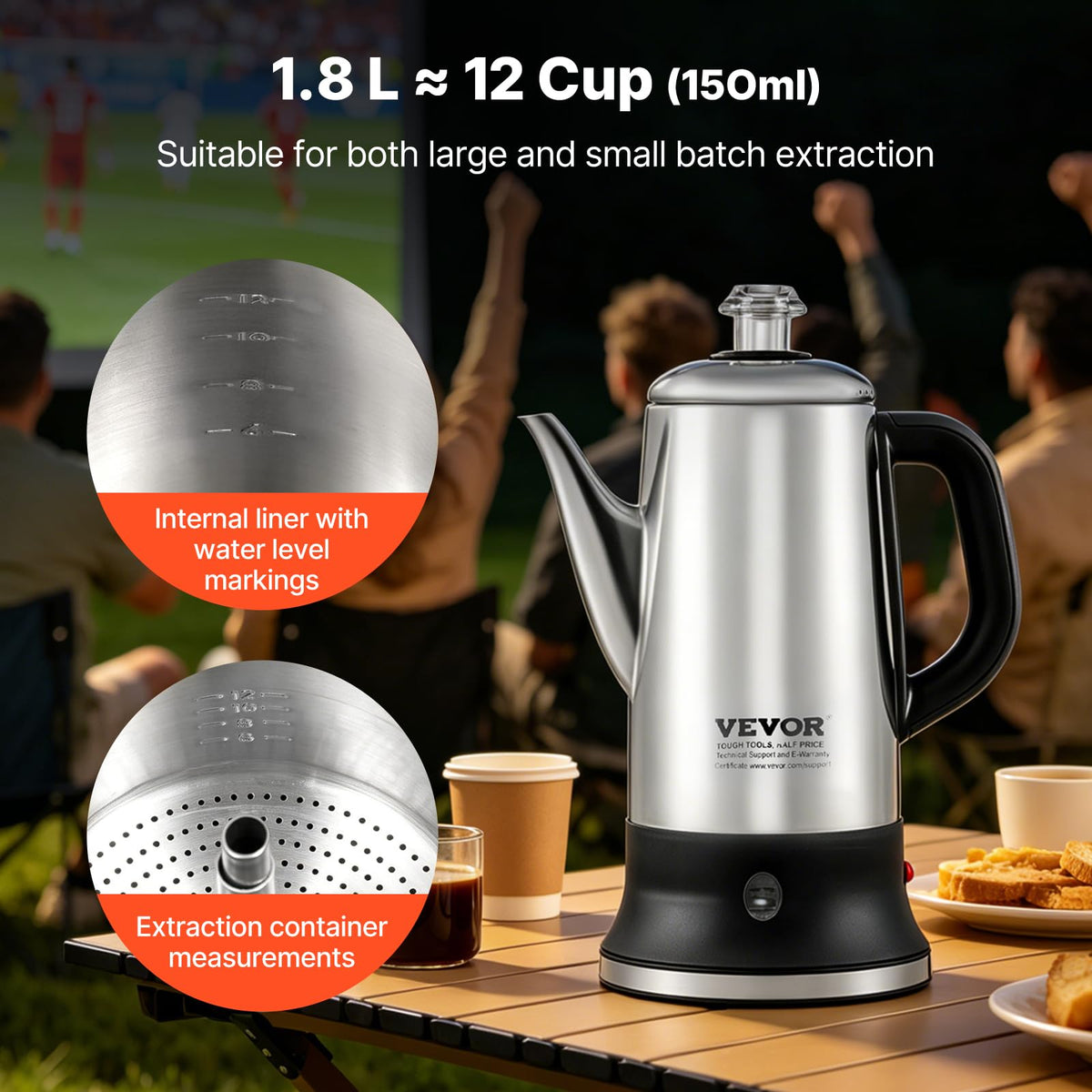 12-Cup Stainless Steel Electric Percolator Coffee Pot W9681