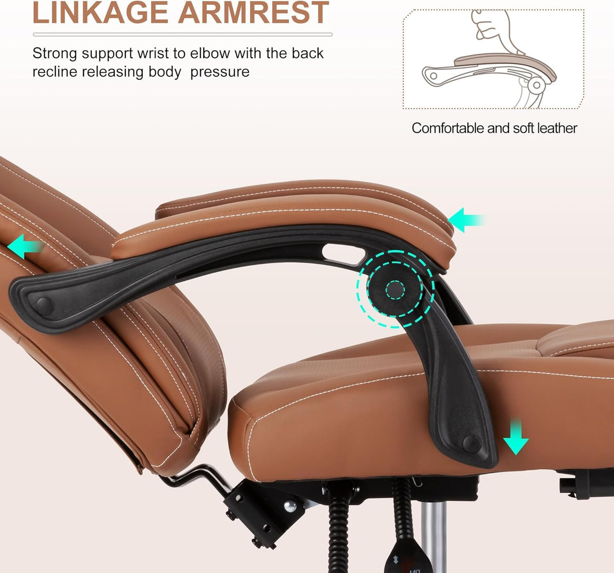 Brown Ergonomic Reclining Office Chair with Footrest and Lumbar Support Q896030