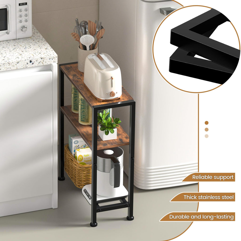 Narrow 2-Tier Side Table with Shelf W818