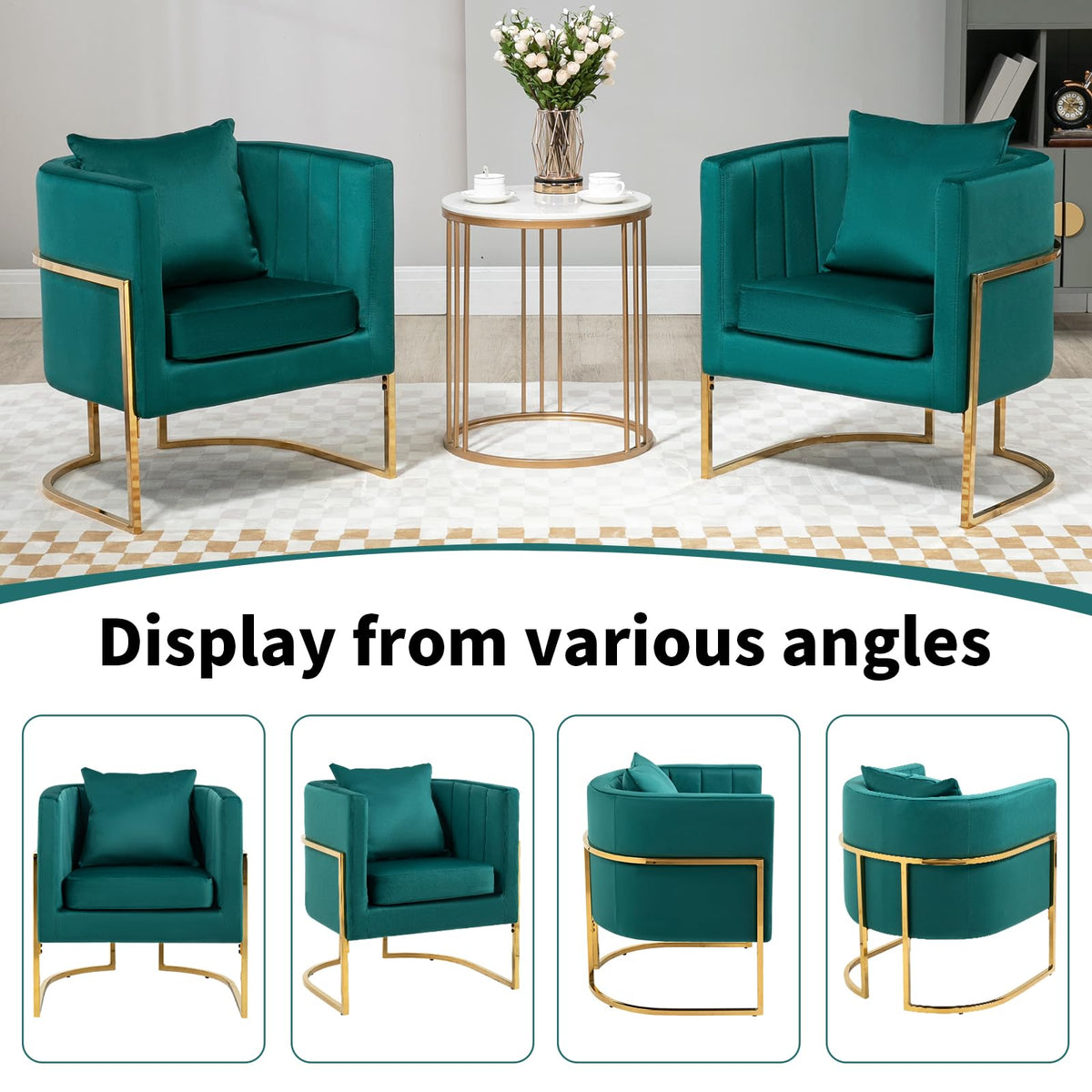 Velvet Accent Chairs Set of 2 Green T256116