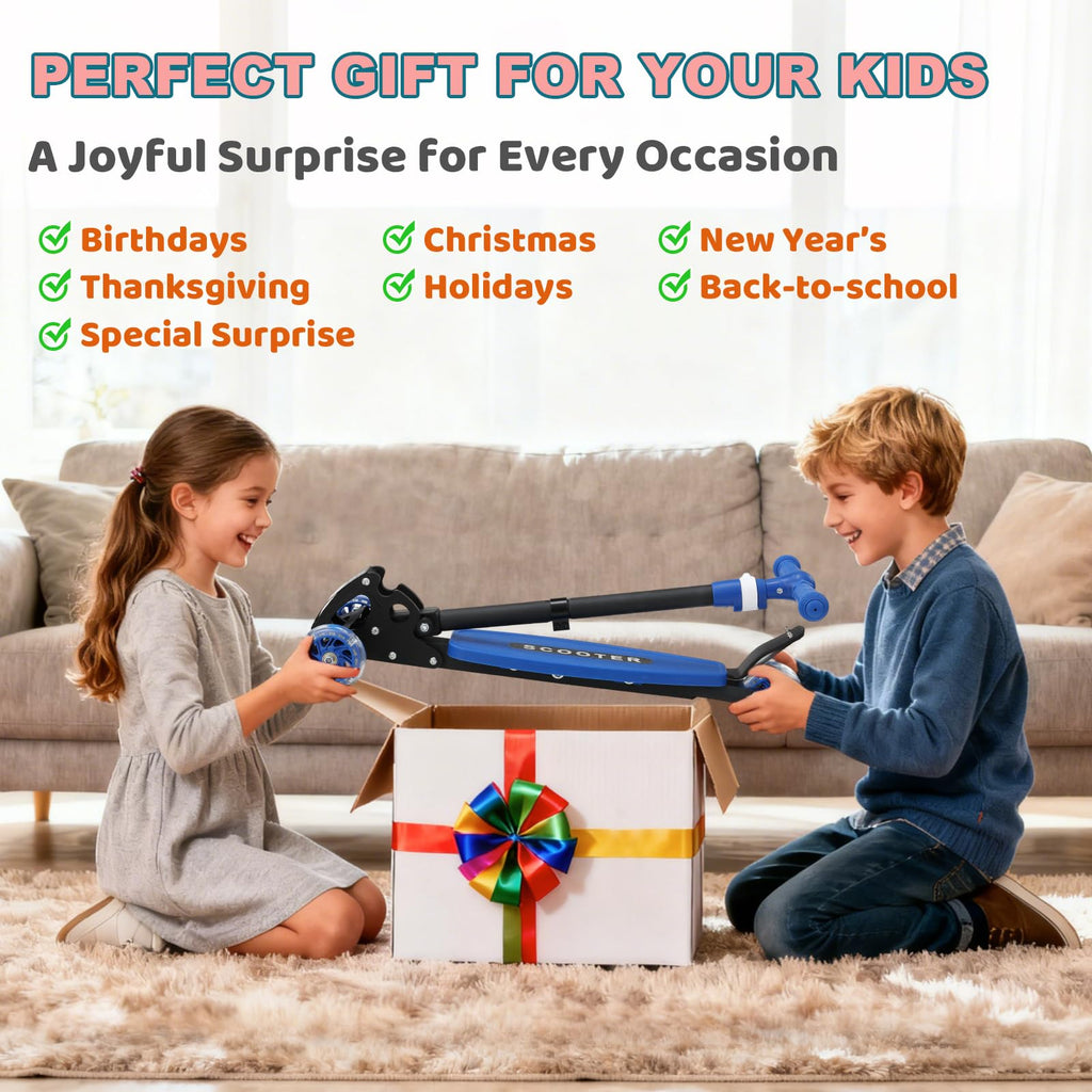 Kids 2-7 Age Light up 3 Wheels Folding Kick Scooter T61534