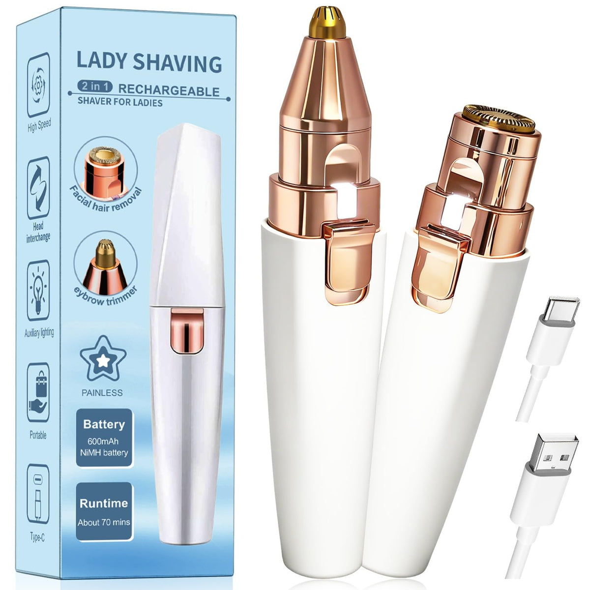 2-in-1 Electric Facial Hair Removal for Women X263