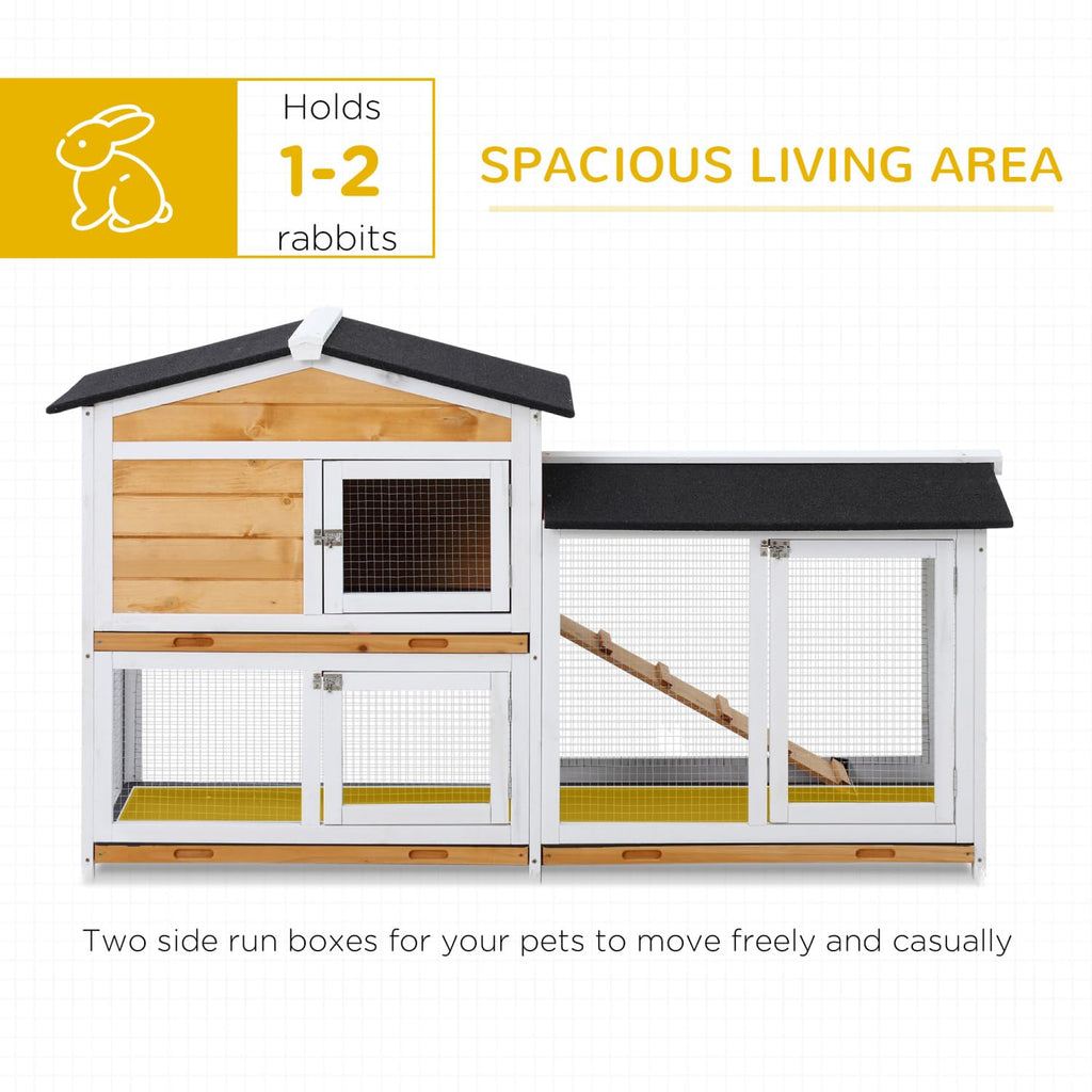 2-Story Wooden Rabbit Hutch with Ramp R1220