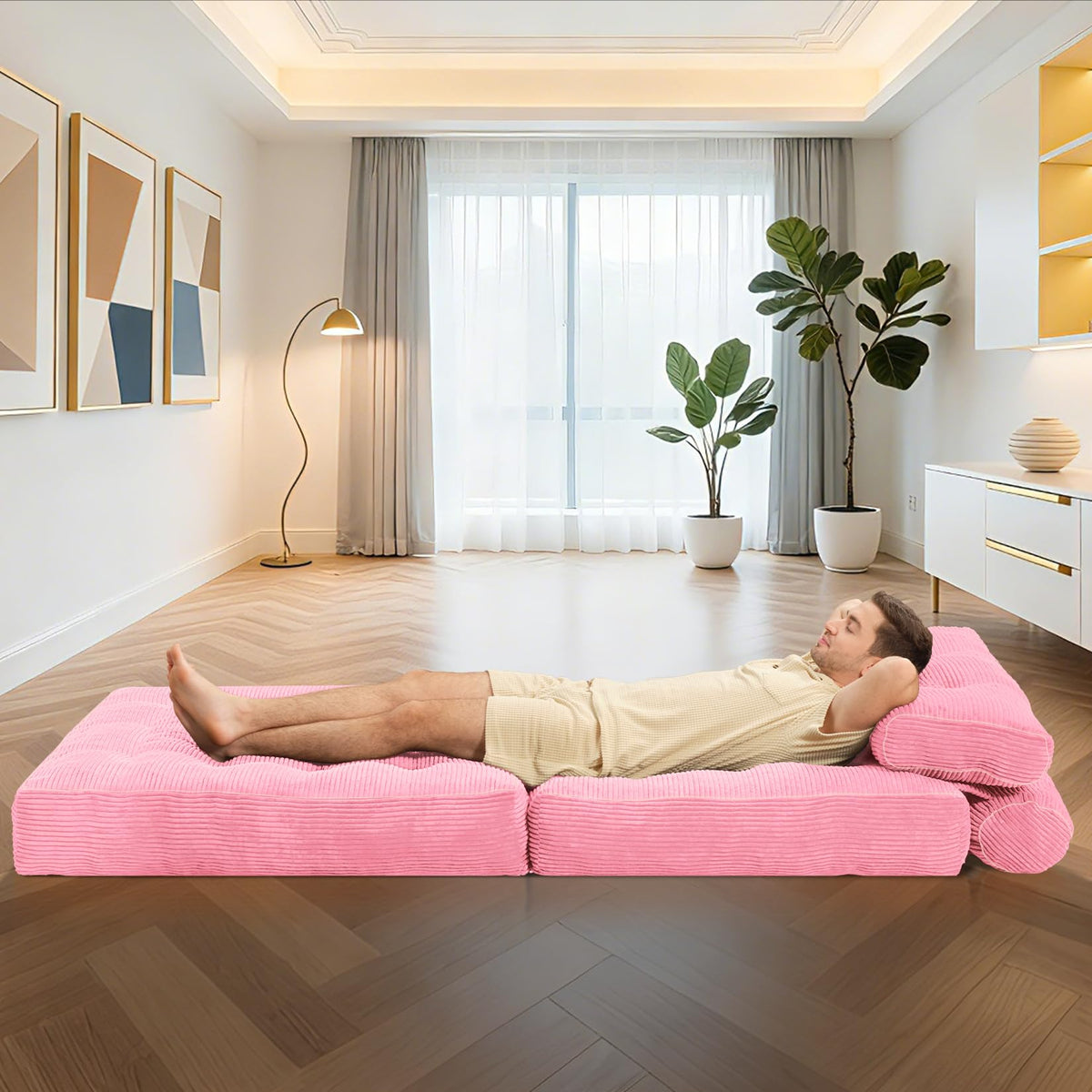 Folding Sofa Bed Convertible Sleeper Chair Bed with Pillow C9053