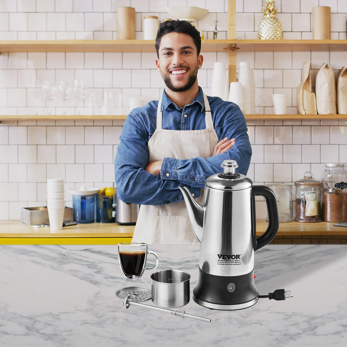12-Cup Stainless Steel Electric Percolator Coffee Pot W9681