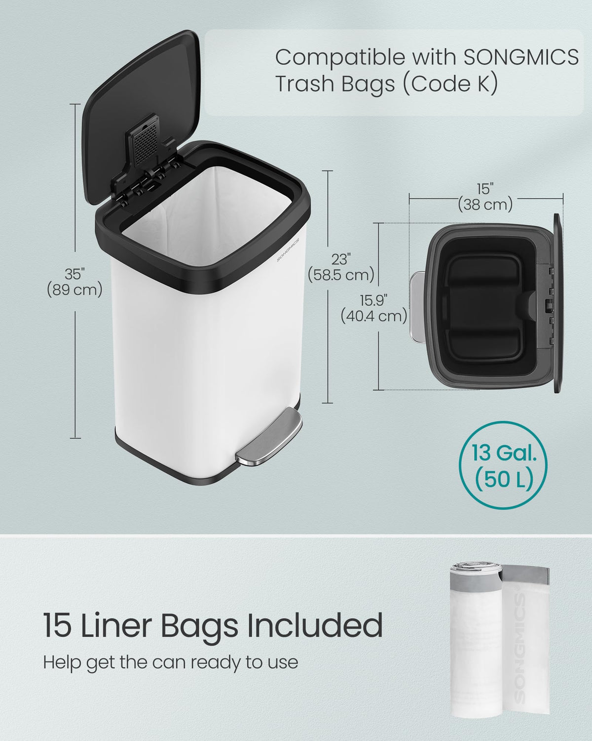 13 Gallon Stainless Steel Kitchen Trash Can E408120