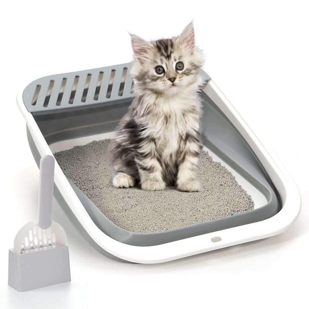 Foldable Height-Adjustable Cat Litter Box with Scoop C495619