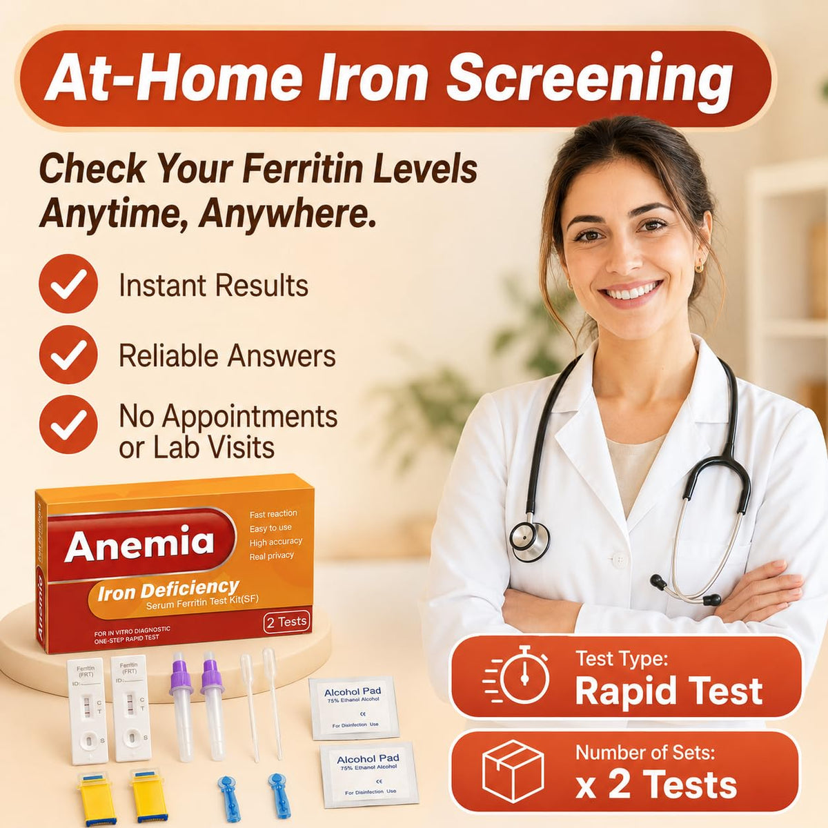 Iron Deficiency at Home Test Kit 2 Pack E89640