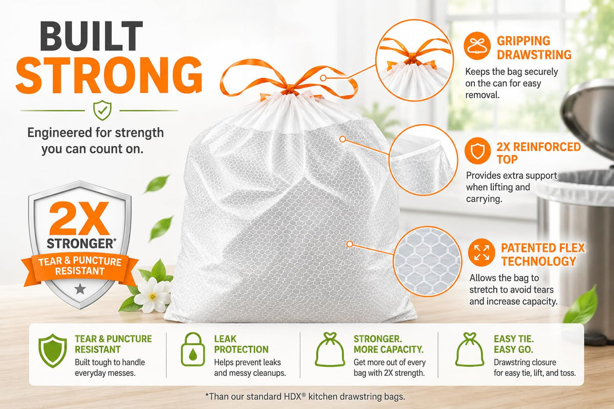 13 Gallon Fresh Scent Drawstring Trash Bags O830