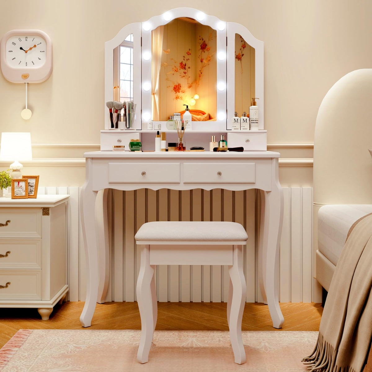 Vanity Desk with Lighted Mirror O459034