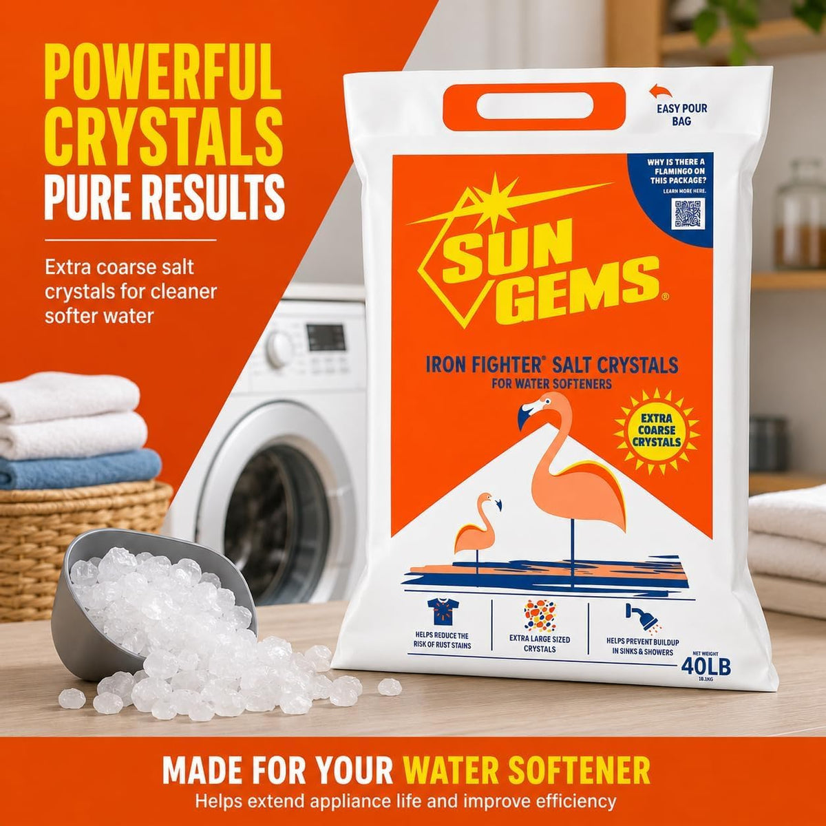 Water Softener Salt Crystals 40 lb Extra Coarse U852