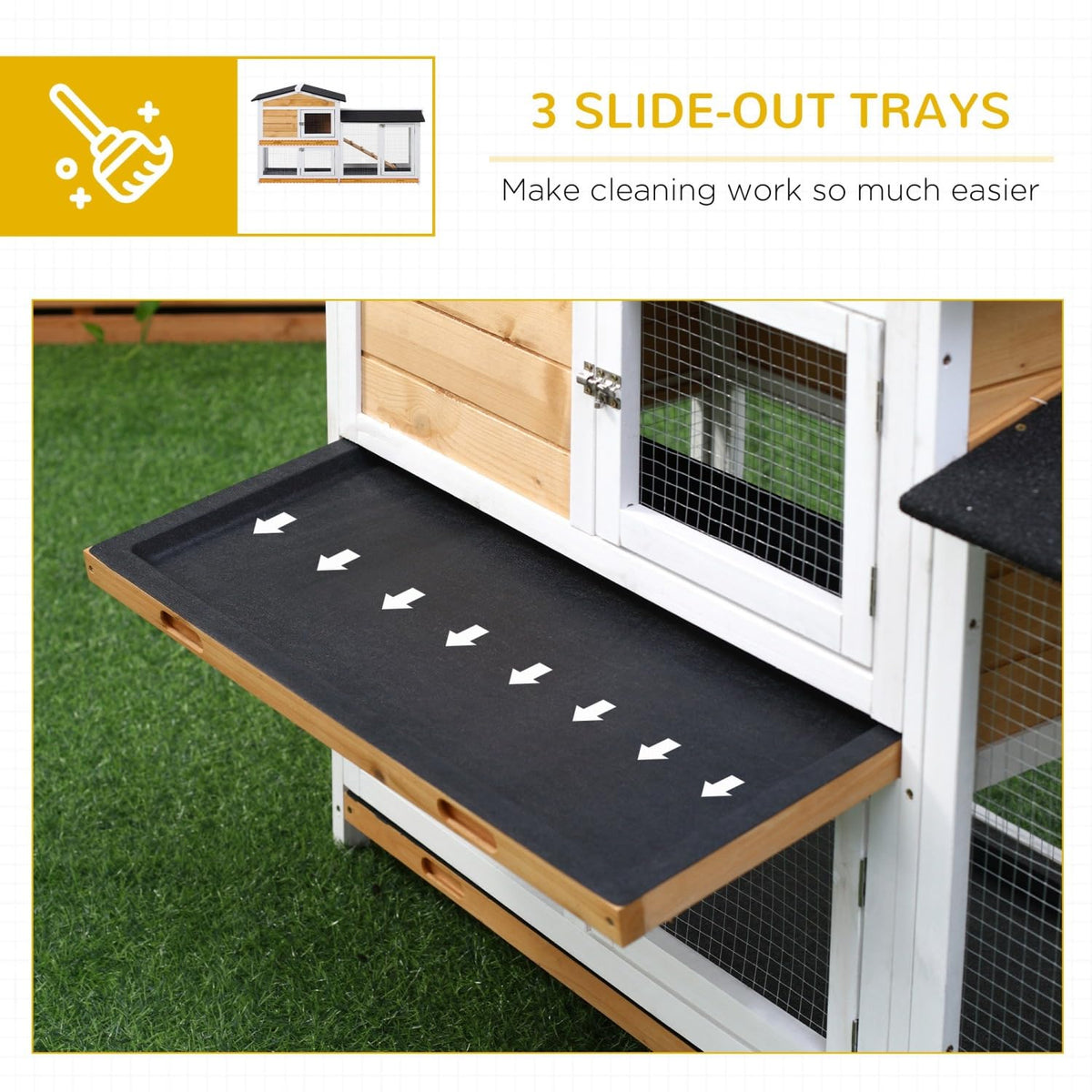 2-Story Wooden Rabbit Hutch with Ramp R1220