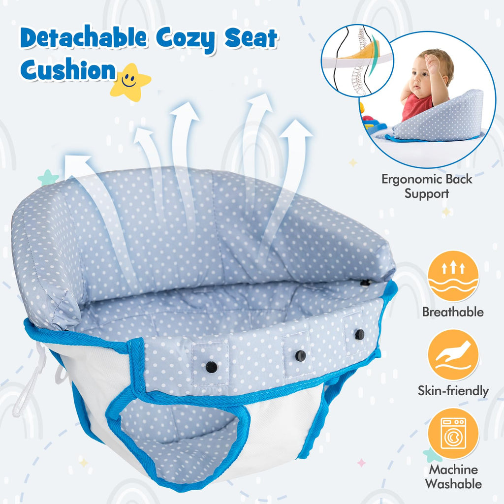 Blue 5 in 1 Foldable Baby Walker with Wheels D5639