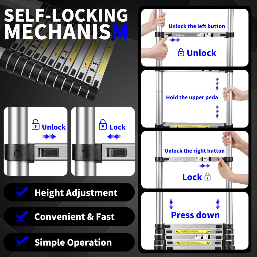 Telescoping Ladder 24.6 FT Heavy Duty Silver S317