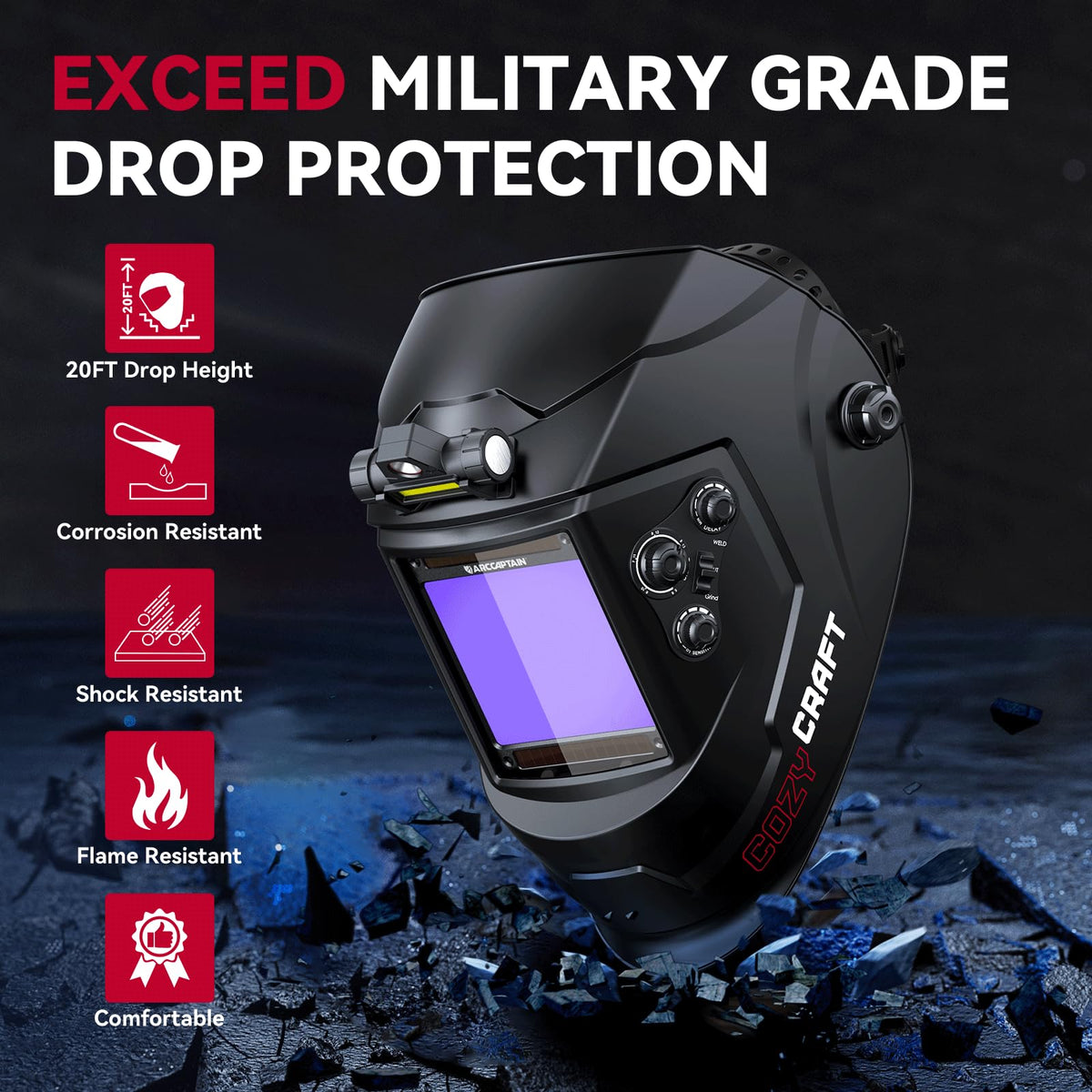 Auto Darkening Welding Helmet Large View I1051