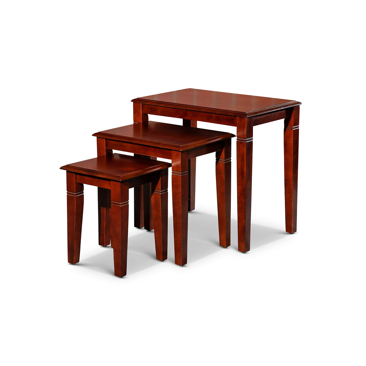 Wooden Nesting Tables Set of 3 Cherry Finish C189
