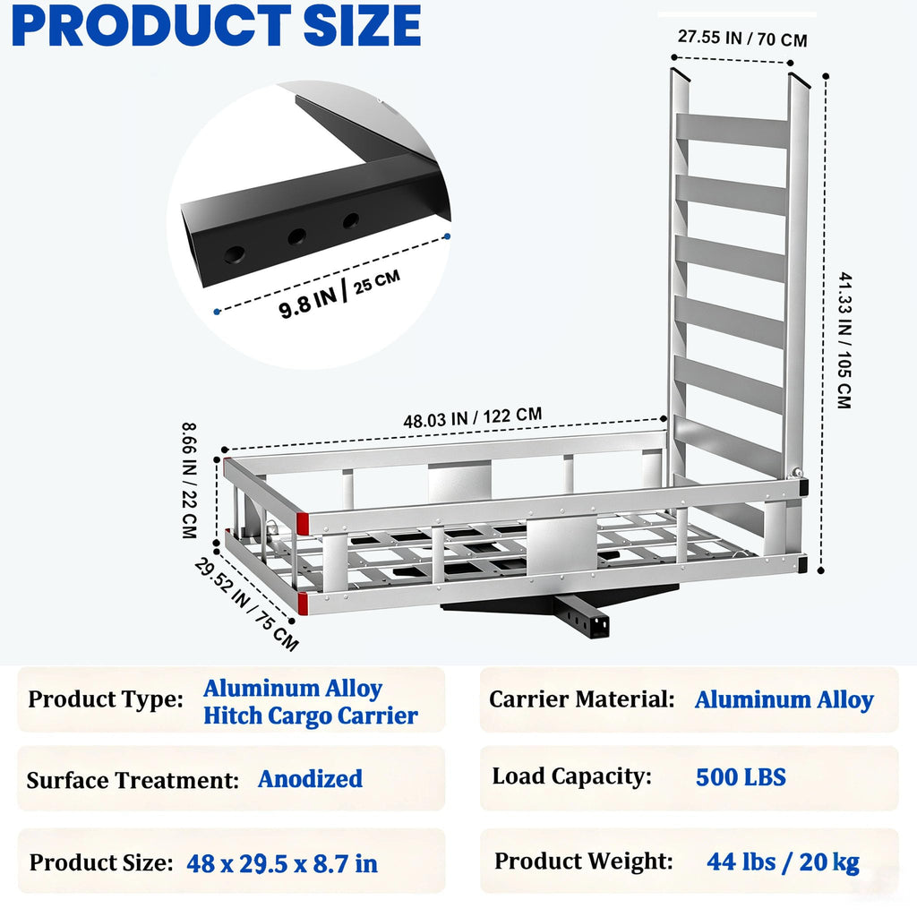 Aluminum Hitch Cargo Carrier with Ramp D1259