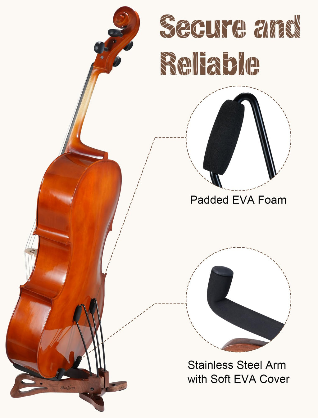 Walnut Cello Stand with Bow Holder O4547