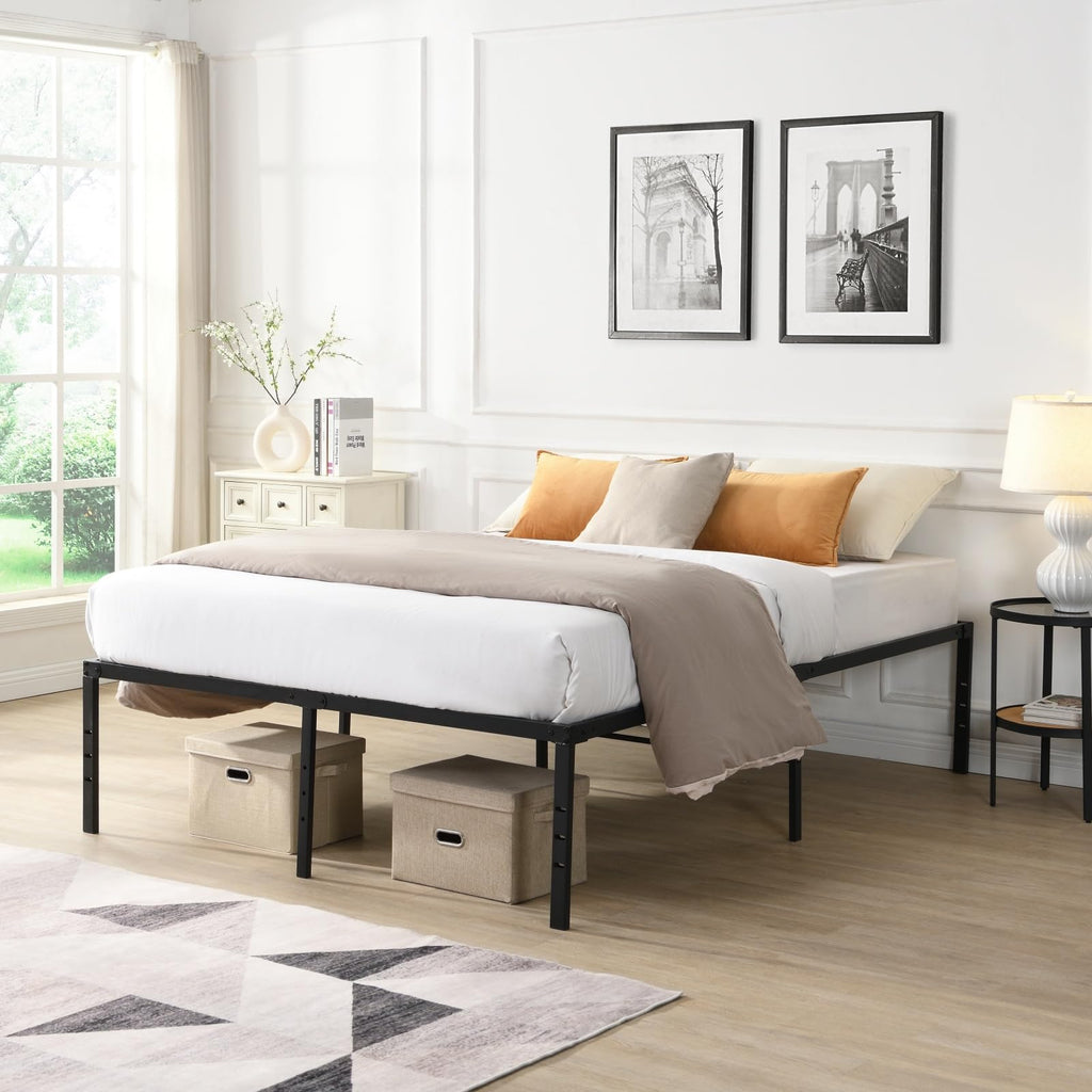 Black Queen Metal Platform Bed Frame O49744