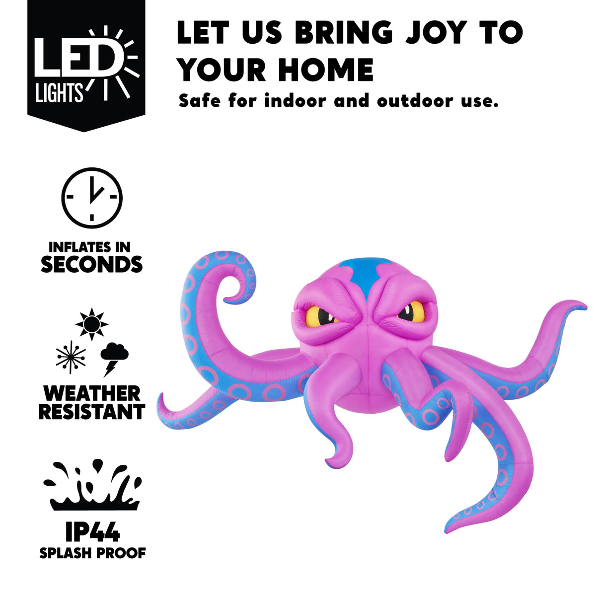 10FT Inflatable Octopus Decoration with Built-in LED Lights L7543